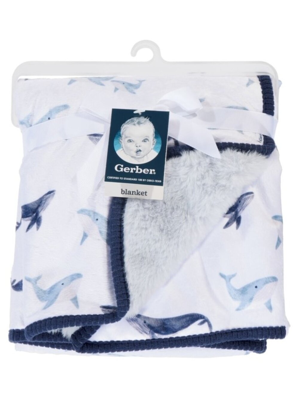 Gerber Baby Blue Whales Plush Blanket Coastal Calm New With Tags